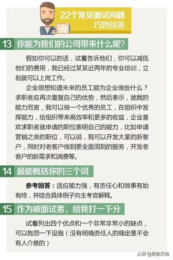 22个常见面试问题巧妙回答