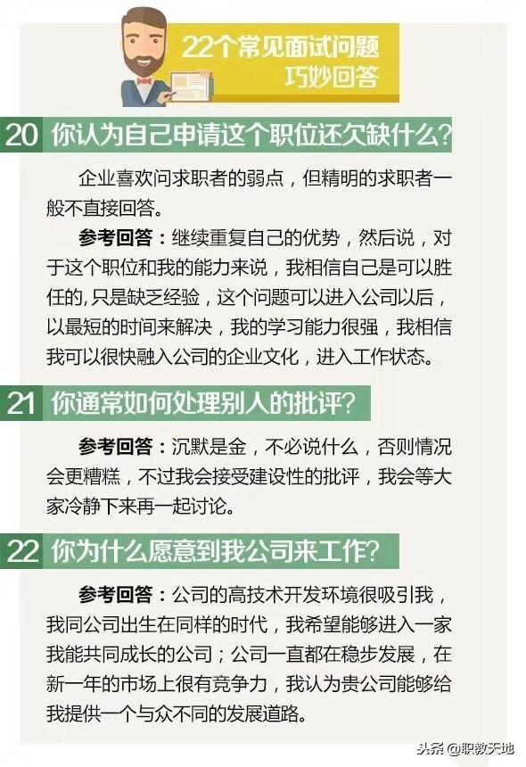 22个常见面试问题巧妙回答