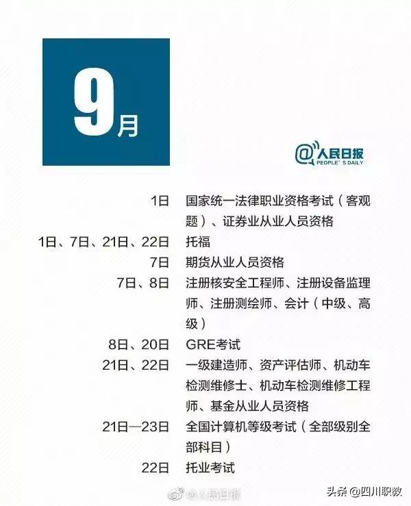 大学生考证不可随大潮，2019年9-12月各类证书考试时间表