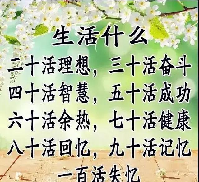 人生顺口溜:30岁，40岁，50岁，60岁，70岁，80岁（写的太有才）