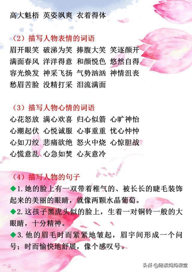帮孩子们整理了小学阶段写作需要用到的好词好句好段，