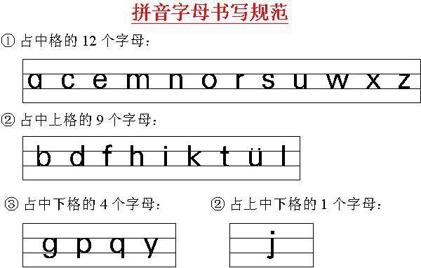 小学声母书写格式（声母笔顺的正确写法图）
