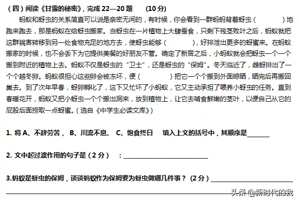 初中语文阅读理解100篇及答案（初中现代文阅读题技巧）