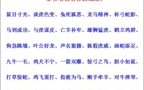 含有动物的成语有哪些（含动物的词语四字）