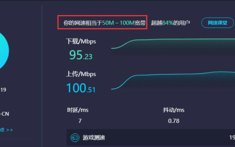 300M的网速测速只有百兆(网速300兆测速才100兆)