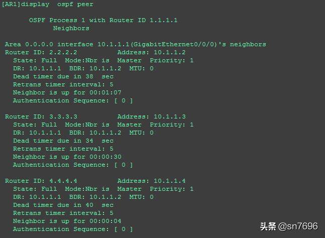 华为路由器配置开放式最短路径优先OSPF，手动优先级选举DR、BDR