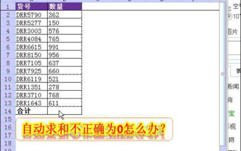 Excel中自动求和不正确并显示为0怎么办?