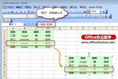 用Excel照相机功能在Excel中显示和调用图片的方法