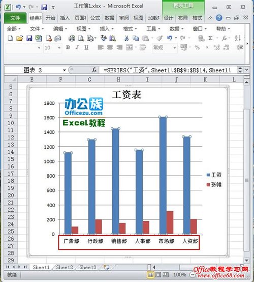 如何重新设置Excel2010图表水平(类别)轴标签