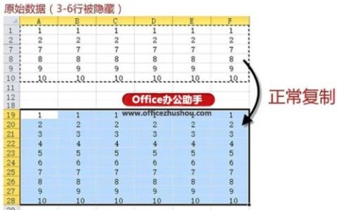 Excel表格中不复制隐藏数据的方法