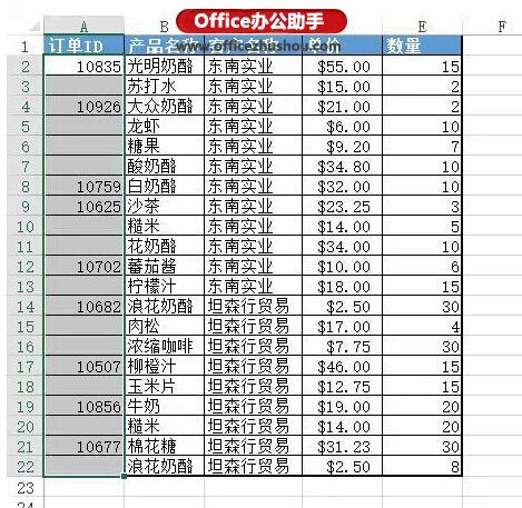 填充Excel表中上方非空单元格数据的方法